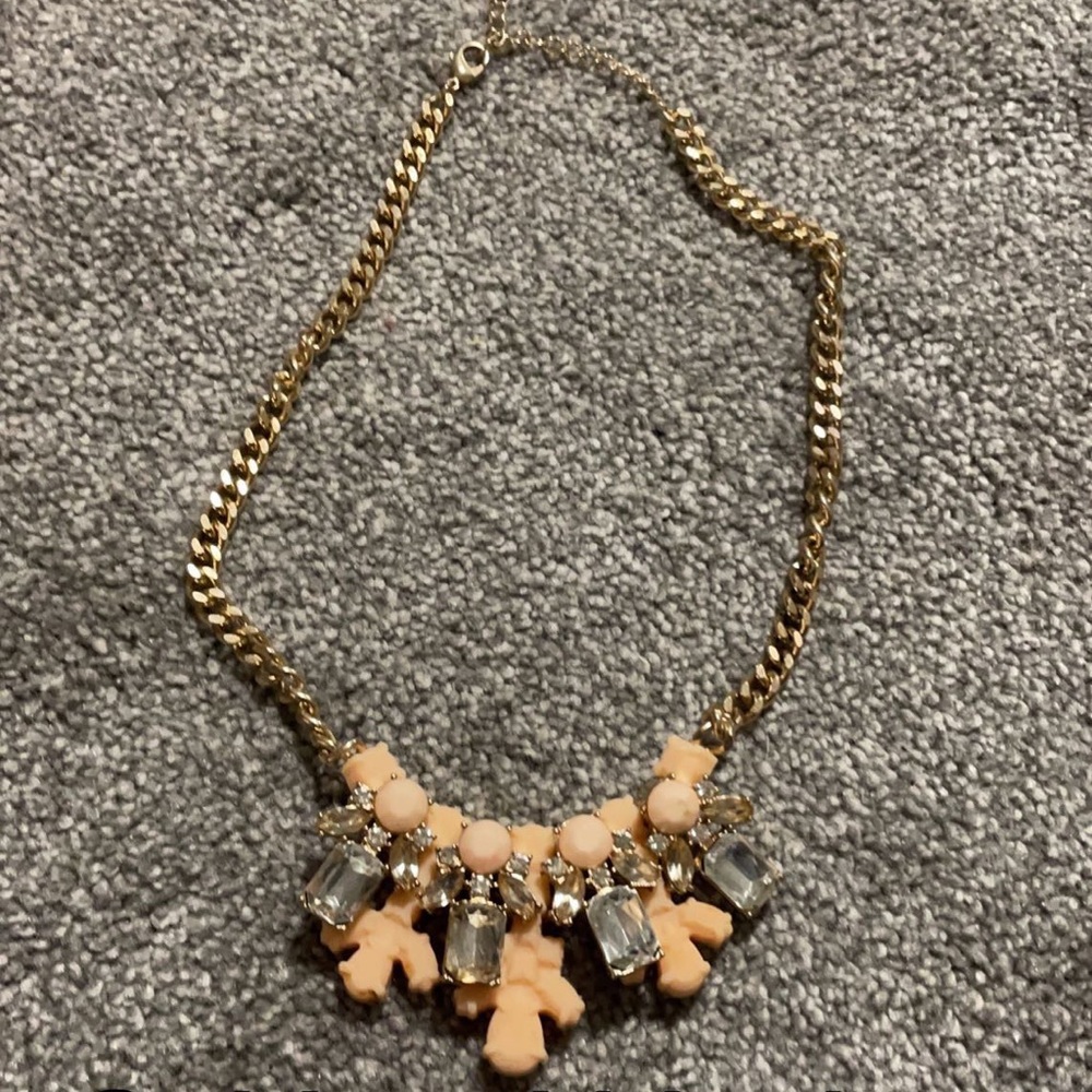 Blush pink and gold chunky necklace
